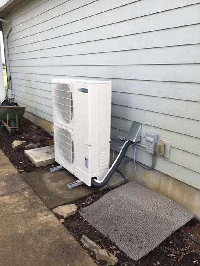 multi-zone heat pump on outside of building