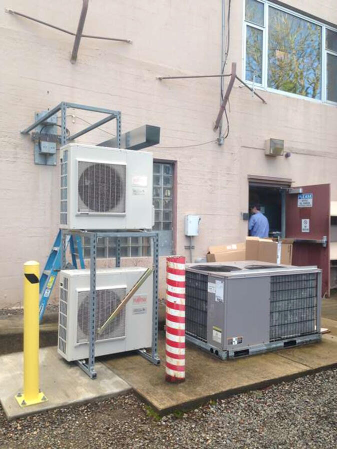 Radio station cooling showing two levels of cooling units